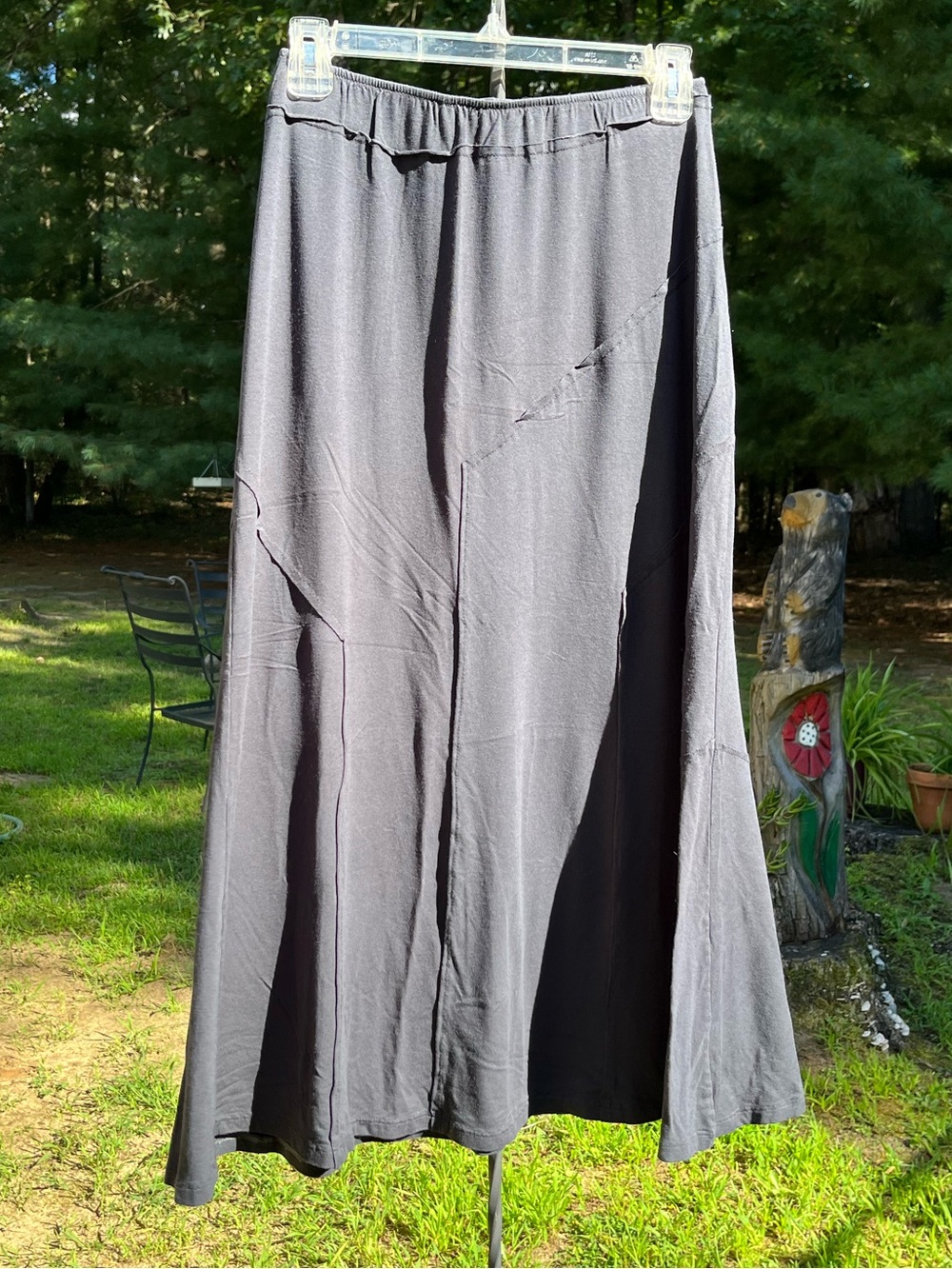 Y2K Dolcezza Exposed Seam Charcoal Gray Midi Skirt Size M Grunge Whimsigoth